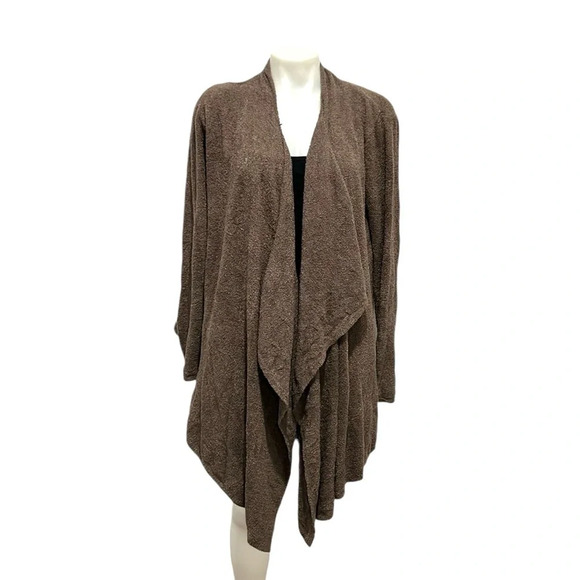 Barefoot Dreams cozy lite open front waterfall brown cardigan size L/XL - Picture 1 of 7